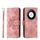 Custodia per telefono in pelle a portafoglio con fiori in rilievo per Honor X9b (rosa)