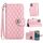 Custodia per cellulare in pelle con texture rombica per Nokia G22 con cordino (rosa) Custodia per cellulare in pelle con texture rombica per Nokia G22 con cordino (rosa)