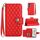 Custodia per telefono in pelle Flip con texture rombica per Honor 90 con cordino (rosso) Custodia per telefono in pelle Flip con texture rombica per Honor 90 con cordino (rosso)
