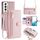 Per Samsung Galaxy S22 5G Custodia per telefono in pelle con cerniera a tracolla con trama di pecora (rosa) Per Samsung Galaxy S22 5G Custodia per telefono in pelle con cerniera a tracolla con trama di pecora (rosa)