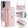 Per Samsung Galaxy S22+ 5G Custodia per telefono in pelle con cerniera a tracolla con trama di pecora (rosa) Per Samsung Galaxy S22+ 5G Custodia per telefono in pelle con cerniera a tracolla con trama di pecora (rosa)