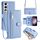 Per Samsung Galaxy S24 5G Custodia per telefono in pelle con cerniera a tracolla con trama di pecora (blu) Per Samsung Galaxy S24 5G Custodia per telefono in pelle con cerniera a tracolla con trama di pecora (blu)