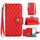 Custodia per cellulare in pelle con texture rombica per Samsung Galaxy S22 5G con cordino (rosso) Custodia per cellulare in pelle con texture rombica per Samsung Galaxy S22 5G con cordino (rosso)