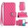 Custodia per cellulare in pelle con texture rombica per Samsung Galaxy S22 5G con cordino (rosa rosso) Custodia per cellulare in pelle con texture rombica per Samsung Galaxy S22 5G con cordino (rosa rosso)