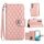 Custodia per cellulare in pelle con texture rombica per Samsung Galaxy S22+ 5G con cordino (rosa corallo) Custodia per cellulare in pelle con texture rombica per Samsung Galaxy S22+ 5G con cordino (rosa corallo)