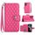 Custodia per cellulare in pelle con texture rombica per Samsung Galaxy S22 Ultra 5G con cordino (rosa rosso) Custodia per cellulare in pelle con texture rombica per Samsung Galaxy S22 Ultra 5G con cordino (rosa rosso)