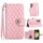 Custodia per cellulare in pelle con texture rombica per Samsung Galaxy S24 Ultra 5G con cordino (rosa)