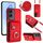 Per Honor X50i / 90 Lite Custodia per cellulare con supporto per anello per carte d'organo con cordino lungo (rosso) Per Honor X50i / 90 Lite Custodia per cellulare con supporto per anello per carte d'organo con cordino lungo (rosso)