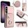 Per Samsung Galaxy S23 5G Custodia per cellulare con supporto ad anello per porta tessere con cordino lungo (rosa) Per Samsung Galaxy S23 5G Custodia per cellulare con supporto ad anello per porta tessere con cordino lungo (rosa)