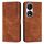 Custodia per telefono in pelle con motivo a strisce per Honor X7b Skin Feel con cordino (marrone)