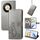 Custodia per telefono in pelle goffrata con chiusura a quattro foglie per Honor X9b (grigio) Custodia per telefono in pelle goffrata con chiusura a quattro foglie per Honor X9b (grigio)