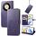 Custodia per telefono in pelle goffrata con chiusura a quattro foglie per Honor X9b (viola) Custodia per telefono in pelle goffrata con chiusura a quattro foglie per Honor X9b (viola)