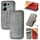 Custodia per telefono in pelle magnetica pressata a griglia cubica per Honor X9b (grigio) Custodia per telefono in pelle magnetica pressata a griglia cubica per Honor X9b (grigio)