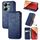 Custodia per telefono in pelle magnetica pressata a griglia cubica per Honor X9b (blu) Custodia per telefono in pelle magnetica pressata a griglia cubica per Honor X9b (blu)