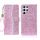 Custodia per telefono in pelle Filp con polvere glitterata per Samsung Galaxy S24 Ultra 5G (rosa)
