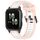 Per cinturino per orologio in silicone testurizzato bicolore Garmin Forerunner Sq2 / Sq2 Music da 20 mm (bianco+rosa) Per cinturino per orologio in silicone testurizzato bicolore Garmin Forerunner Sq2 / Sq2 Music da 20 mm (bianco+rosa)
