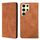 Custodia per telefono in pelle magnetica Skin Feel per Samsung Galaxy S24 Ultra 5G (marrone chiaro)