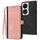 Custodia per telefono in pelle con cinturino a mano con doppia fibbia laterale per Honor X7b (rosa) Custodia per telefono in pelle con cinturino a mano con doppia fibbia laterale per Honor X7b (rosa)