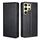 Custodia per telefono in pelle magnetica tinta unita per Samsung Galaxy S24 Ultra 5G (nero)