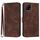 Custodia in pelle per vivo Y72 5G India Line Pattern Skin Feel (caffè)