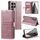 Custodia per telefono in pelle a portafoglio con 6 carte semplice per Samsung Galaxy S24 Ultra 5G (oro rosa)