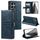 Custodia per telefono in pelle a portafoglio con 6 carte semplice per Samsung Galaxy S24 Ultra 5G (blu navy)