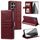 Per Samsung Galaxy S24 Ultra 5G Custodia a portafoglio in pelle semplice con 6 carte (vino rosso)