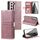 Per Samsung Galaxy S22+ 5G Custodia a portafoglio in pelle semplice con 6 carte (oro rosa)