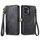 Custodia per telefono in pelle con fibbia laterale con cerniera geometrica per Honor 100 5G (nera)