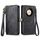 Custodia per telefono in pelle con fibbia laterale con cerniera geometrica per Honor X9b (nera)