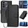 Per vivo V27e 4G Global / T2 4G Global YX0070 Custodia per telefono in pelle con fibbia in fibra di carbonio con cordino (nero)
