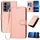 Per vivo V27e 4G Global / T2 4G Global YX0070 Custodia per telefono in pelle con fibbia in fibra di carbonio con cordino (rosa)
