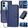 Per vivo V29 5G Global / V29 Pro YX0070 Custodia per telefono in pelle con fibbia in fibra di carbonio con cordino (blu reale)