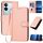Per vivo V29 5G Global / V29 Pro YX0070 Custodia in pelle con fibbia in fibra di carbonio e cordino (rosa)