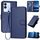 Per vivo V29e Global/Y200 5G Global YX0070 Custodia in pelle con fibbia in fibra di carbonio con cordino (blu reale)