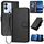 Per vivo V29e Global/Y200 5G Global YX0070 Custodia per telefono in pelle con fibbia in fibra di carbonio con cordino (nero)