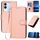 Per vivo V29e Global/Y200 5G Global YX0070 Custodia per telefono in pelle con fibbia in fibra di carbonio con cordino (rosa)