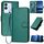 Per vivo V29e Global/Y200 5G Global YX0070 Custodia per telefono in pelle con fibbia in fibra di carbonio con cordino (verde scuro)