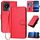 Per vivo Y02A 4G/Y02 4G/Y11 2023/Y02t YX0070 Custodia per telefono in pelle con fibbia in fibra di carbonio con cordino(Rosso)