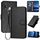 Per vivo Y19/U3/Y5s/Z5i/U20 YX0070 Custodia per telefono in pelle con fibbia in fibra di carbonio con cordino (nero)