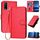 Per vivo Y30 4G Global YX0070 Custodia per telefono in pelle con fibbia in fibra di carbonio con cordino (rosso)