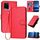 Per vivo Y33s 4G Global / Y21t YX0070 Custodia per telefono in pelle con fibbia in fibra di carbonio con cordino (rosso)