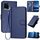 Per vivo Y33s 4G Global / Y21t YX0070 Custodia per telefono in pelle con fibbia in fibra di carbonio con cordino (blu reale)