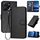 Per vivo Y35 4G/Y22 4G/Y22s 4G YX0070 Custodia per telefono in pelle con fibbia in fibra di carbonio con cordino (nero)