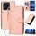 Per vivo Y35 4G/Y22 4G/Y22s 4G YX0070 Custodia per telefono in pelle con fibbia in fibra di carbonio con cordino (rosa)