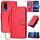 Per vivo Y51/Y31 4G/Y53s 4G/Y51a YX0070 Custodia in pelle con fibbia in fibra di carbonio e cordino (rosso)