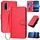 Per vivo Y70s YX0070 Custodia per telefono in pelle con fibbia in fibra di carbonio con cordino (rosso) Per vivo Y70s YX0070 Custodia per telefono in pelle con fibbia in fibra di carbonio con cordino (rosso)