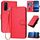 Per vivo Y72 5G / iQOO Z3 YX0070 Custodia in pelle con fibbia in fibra di carbonio con cordino (rosso) Per vivo Y72 5G / iQOO Z3 YX0070 Custodia in pelle con fibbia in fibra di carbonio con cordino (rosso)