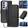 Per vivo Y100 5G IDN / Y200e 5G Global YX0070 Custodia per telefono in pelle con fibbia in fibra di carbonio con cordino (nero)