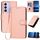 Per vivo Y100 5G IDN / Y200e 5G Global YX0070 Custodia per telefono in pelle con fibbia in fibra di carbonio con cordino (rosa)